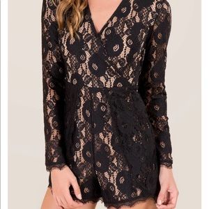 NWT francescas Gigi black nude lace romper size m